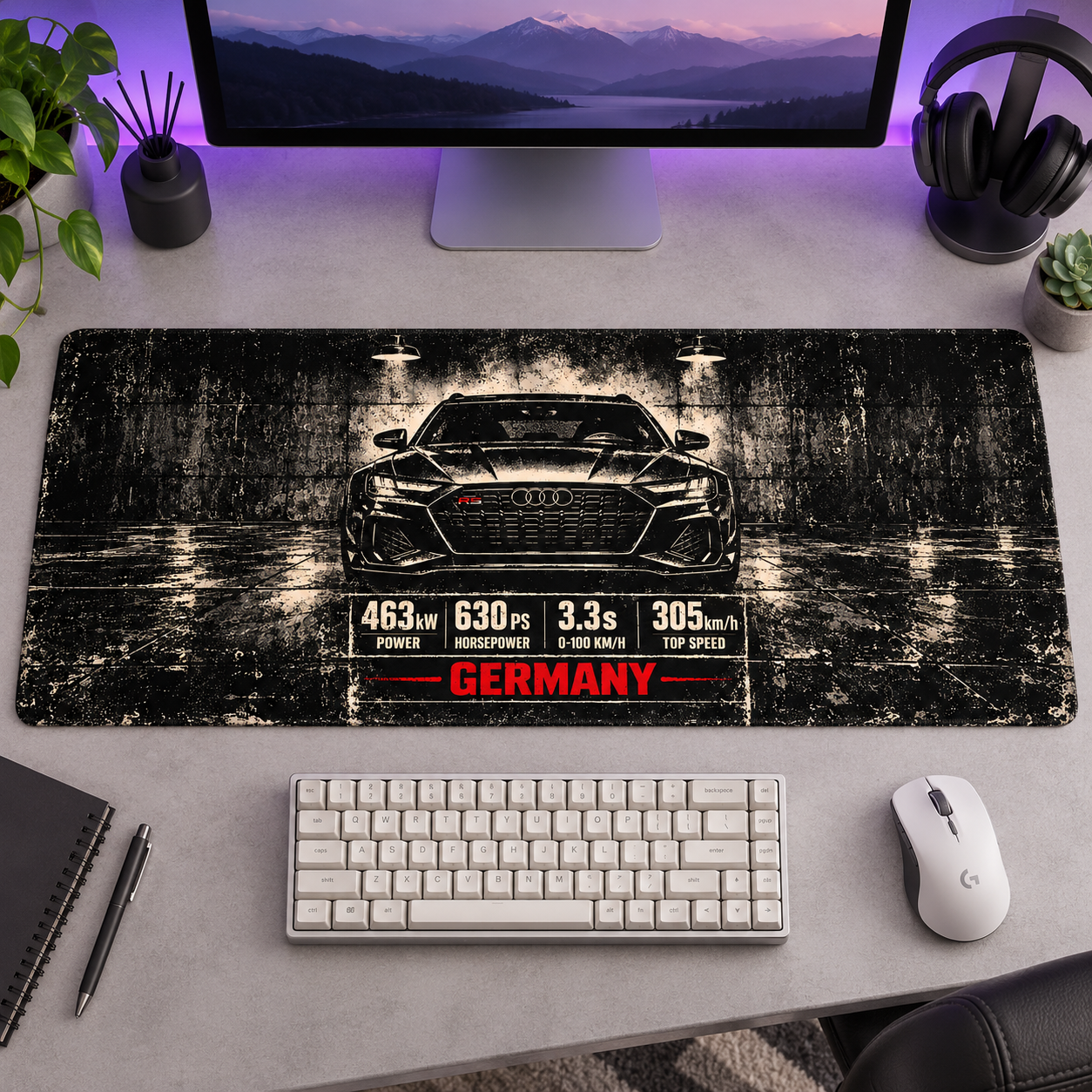 Alman Spor Otomobili Koyu Teknik Afiş Mouse Pad - Y1319