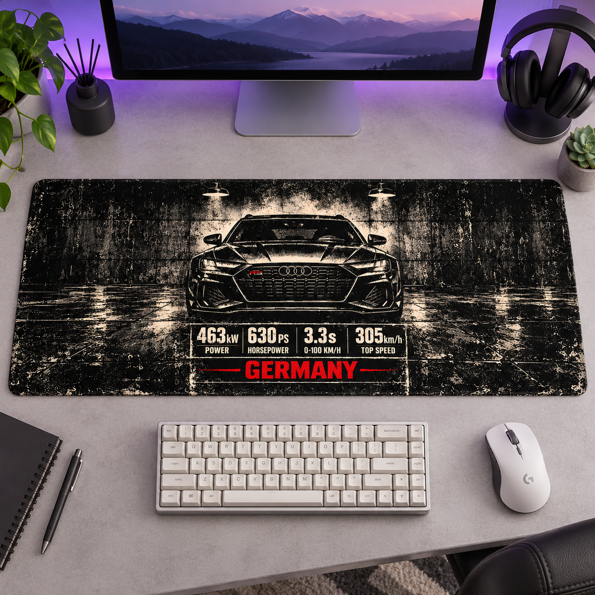 Alman Spor Otomobili Koyu Teknik Afiş Mouse Pad - Y1319