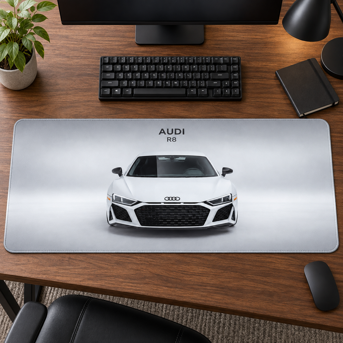 Audi R8 Beyaz Ön Görünüm Mouse Pad - Y1322