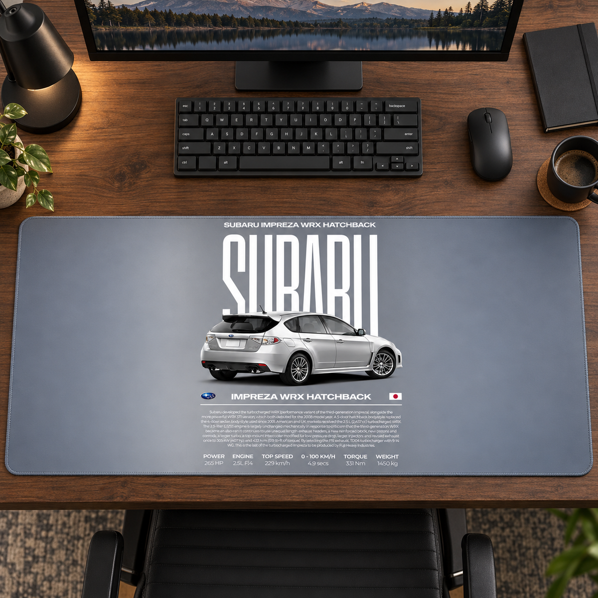 Subaru Beyaz Teknik Afiş Mouse Pad - Y1352