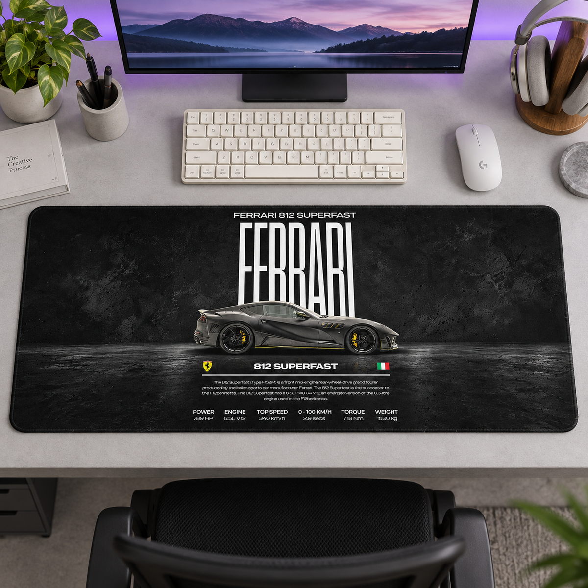 Ferrari 812 Superfast Siyah Afiş Mouse Pad - Y1359