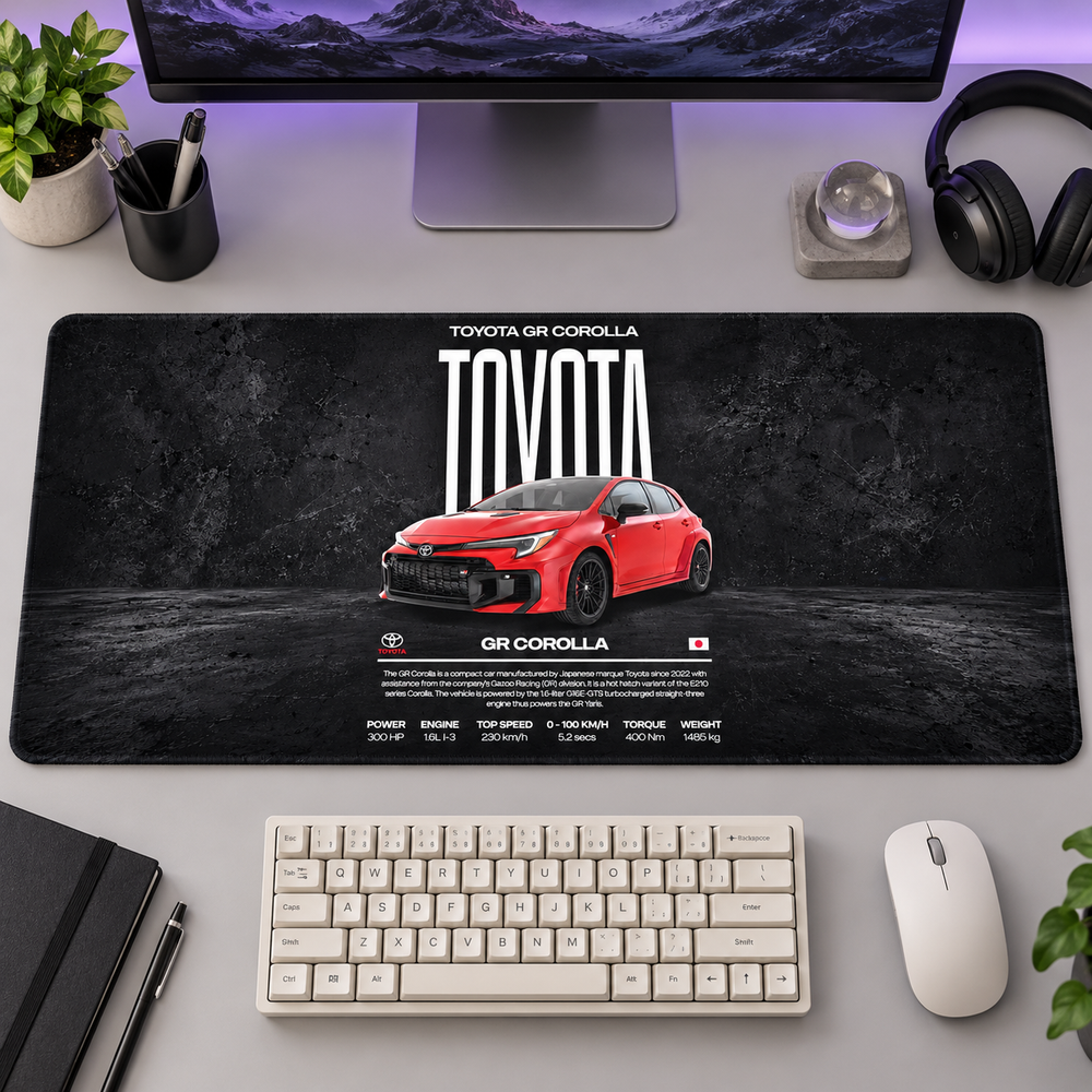 Toyota GR Corolla Kırmızı Teknik Afiş Mouse Pad - Y1369