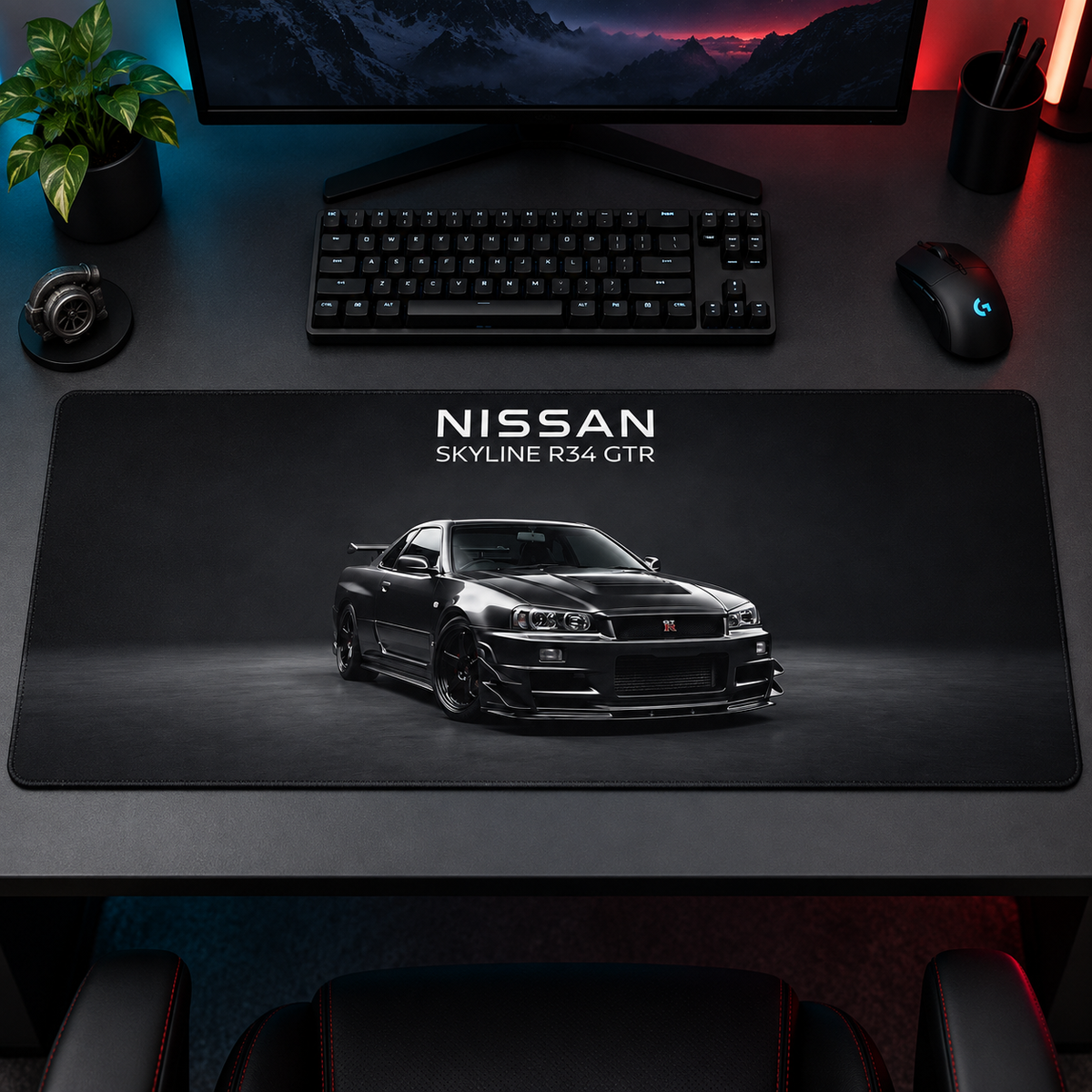 Nissan Skyline R34 GT-R Siyah Stüdyo Mouse Pad - Y1371