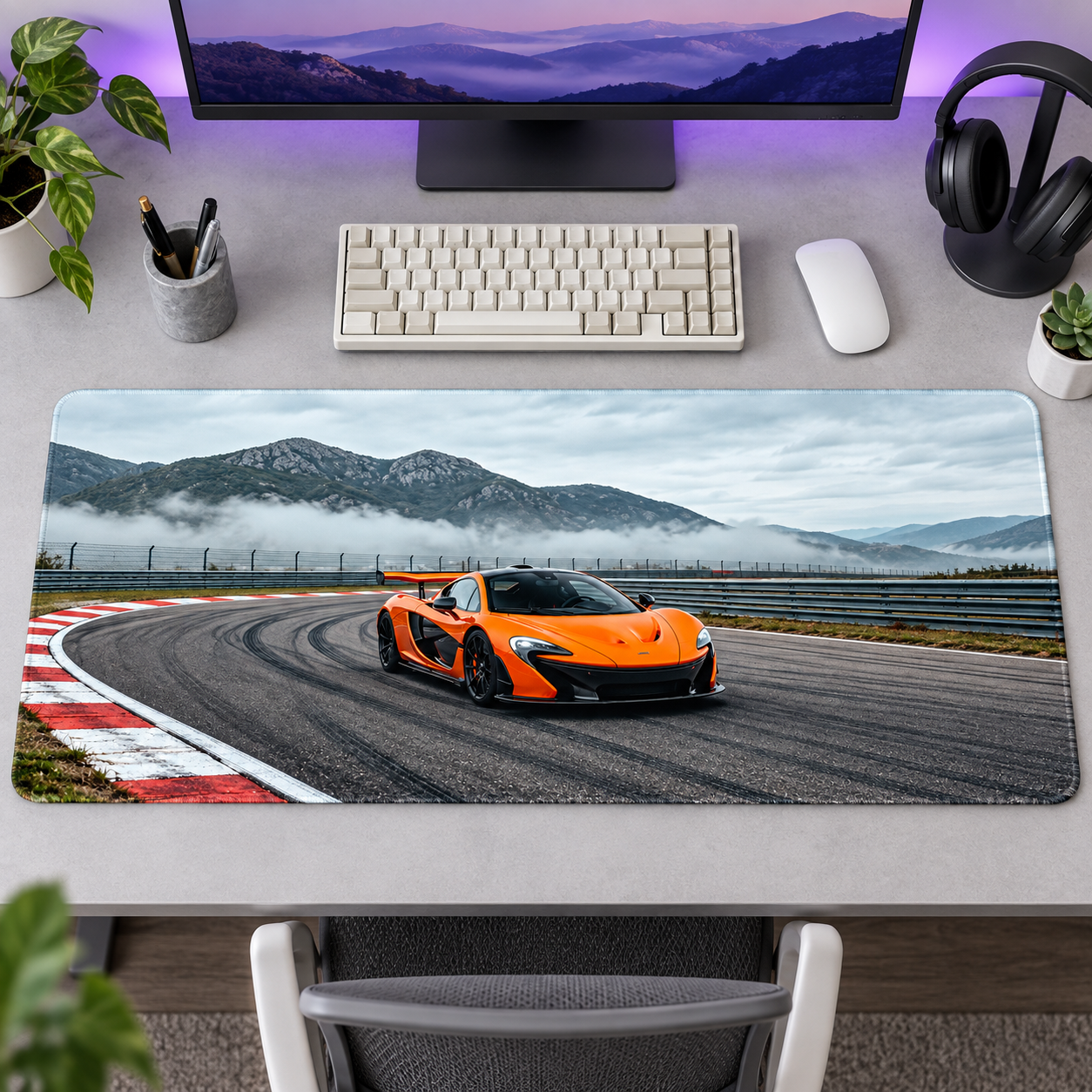 Turuncu Süper Otomobil Pist Virajı Mouse Pad - Y1389