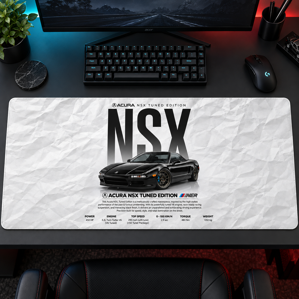 Acura NSX Beyaz Teknik Afiş Mouse Pad - Y1396