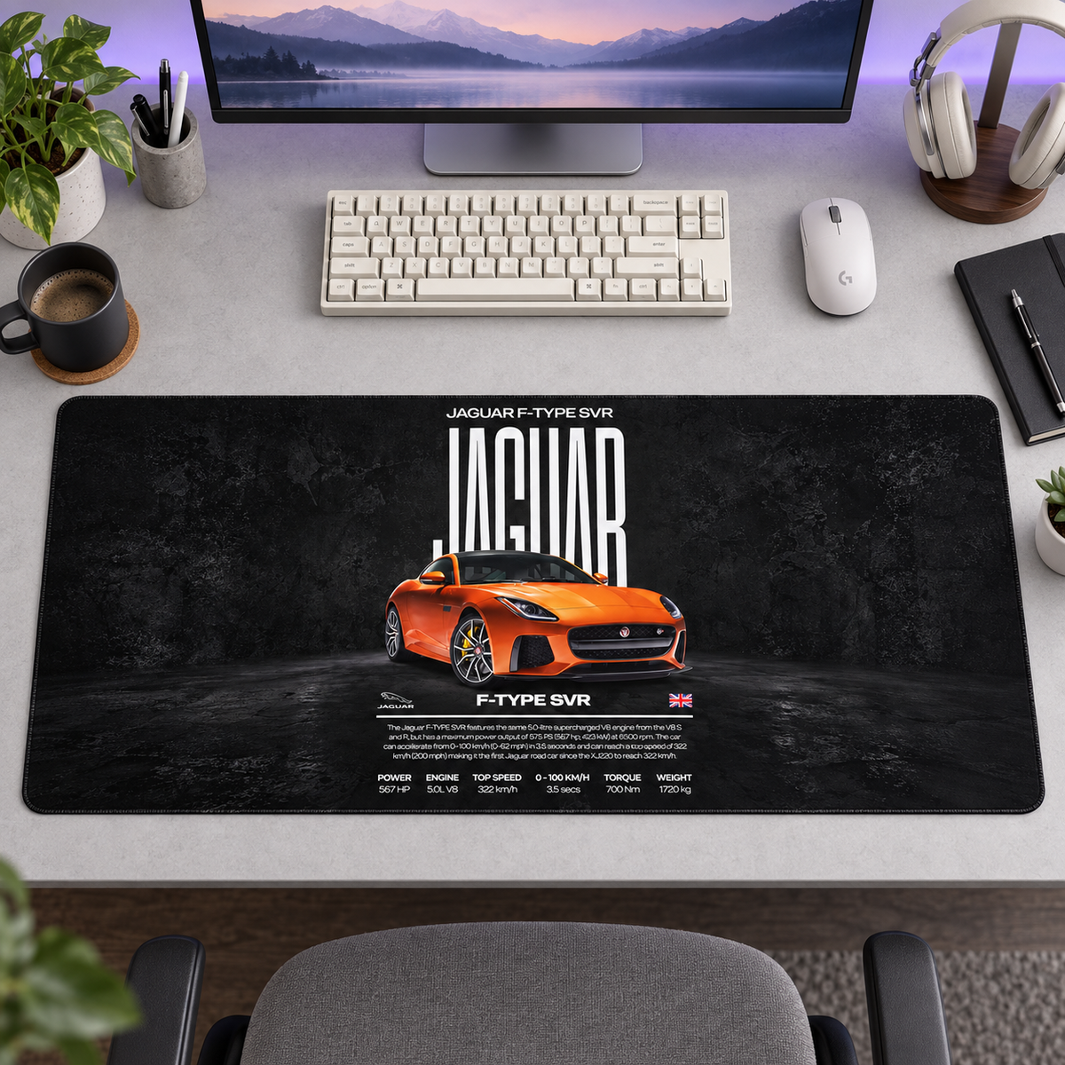 Jaguar F-Type Turuncu Teknik Afiş Mouse Pad - Y1399