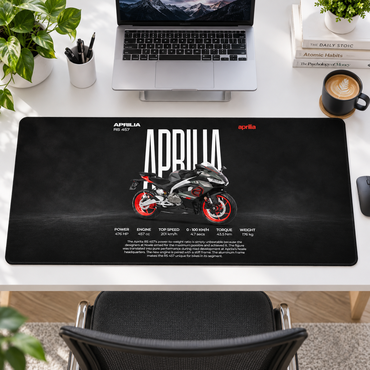 Aprilia Siyah Teknik Afiş Mouse Pad - Y1413