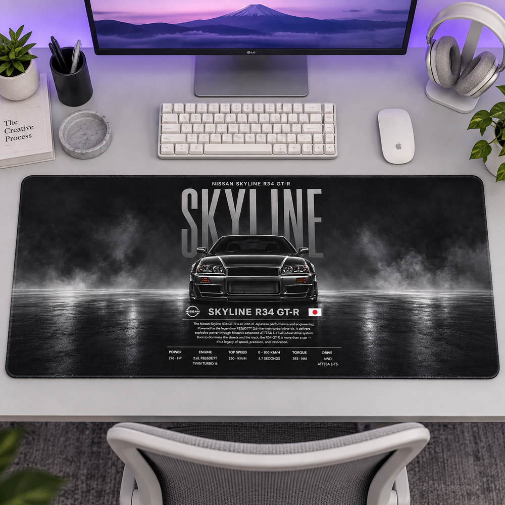 Nissan Skyline R34 GT-R Dumanlı Afiş Mouse Pad - Y1414