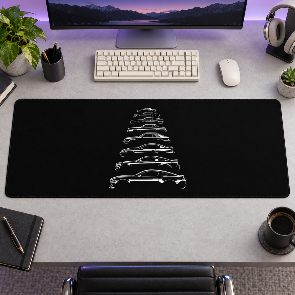 Otomobil Nesilleri Beyaz Siluet Mouse Pad - Y1424