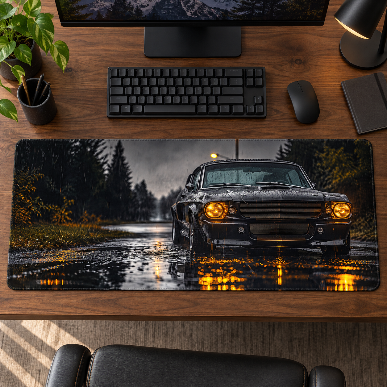Klasik Otomobil Yağmurlu Orman Mouse Pad - Y1427
