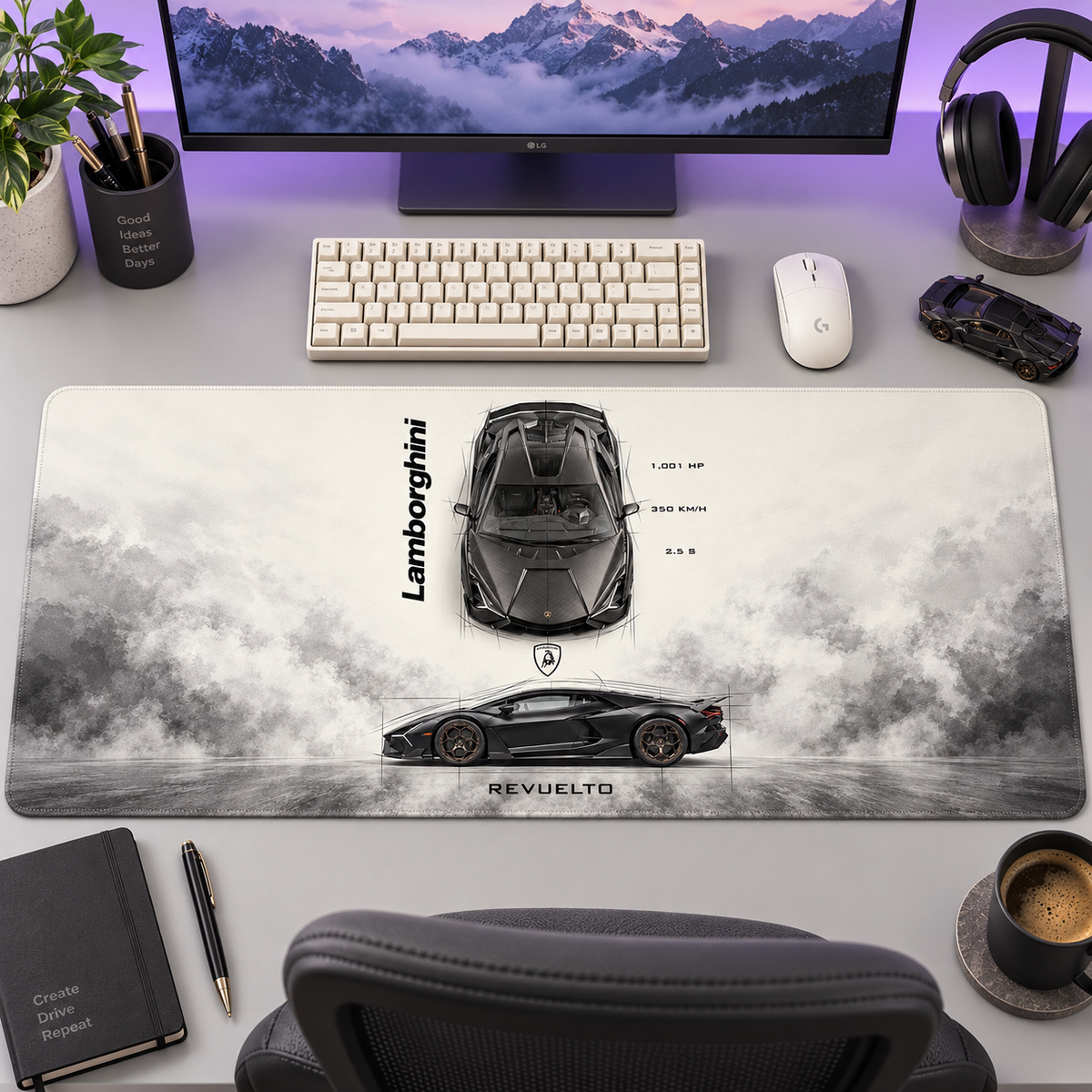 Lamborghini Gri Teknik Görünümler Mouse Pad - Y1429