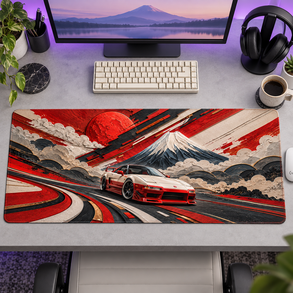 Fuji Dağı Kızıl Hız Çizgileri Mouse Pad - Y1434
