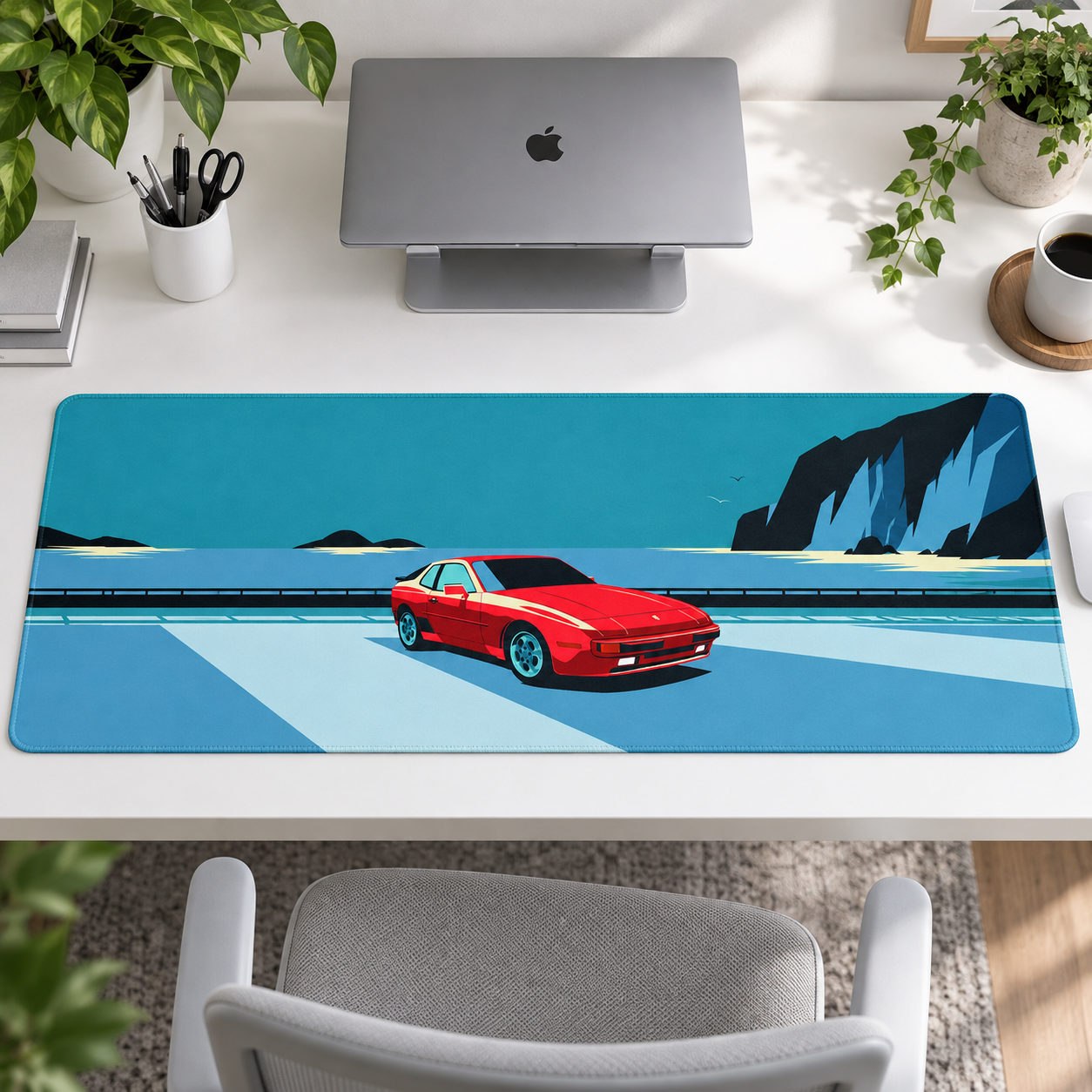 Kırmızı Klasik Geometrik Sahil Mouse Pad - Y1443