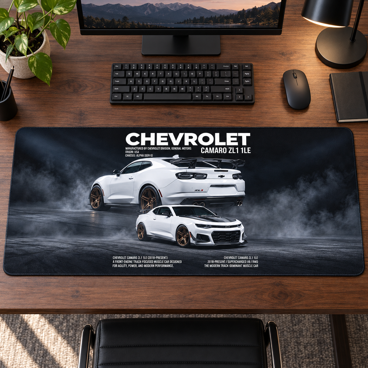 Chevrolet Camaro Beyaz Teknik Kolaj Mouse Pad - Y1447