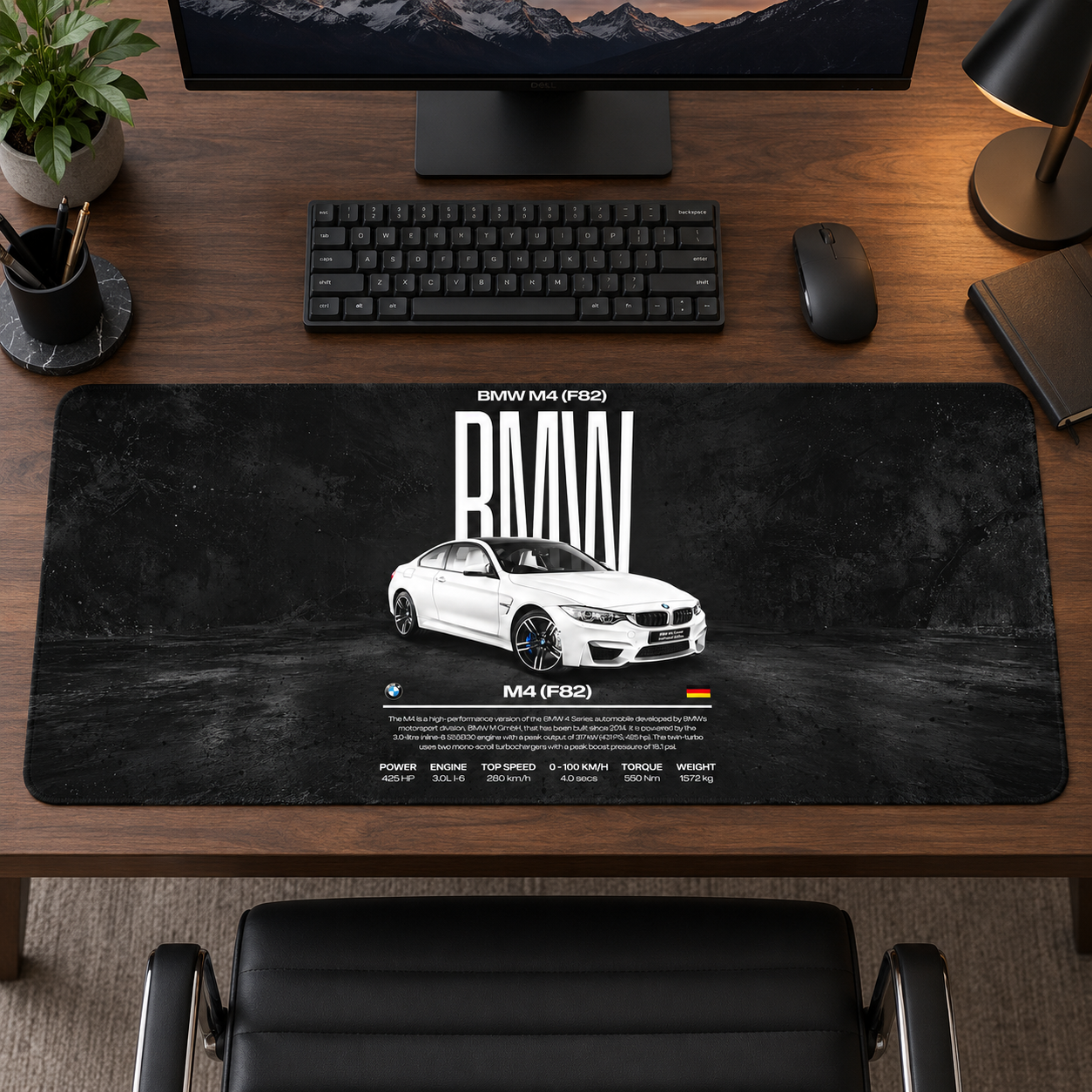 BMW Beyaz Coupe Teknik Afiş Mouse Pad - Y1452