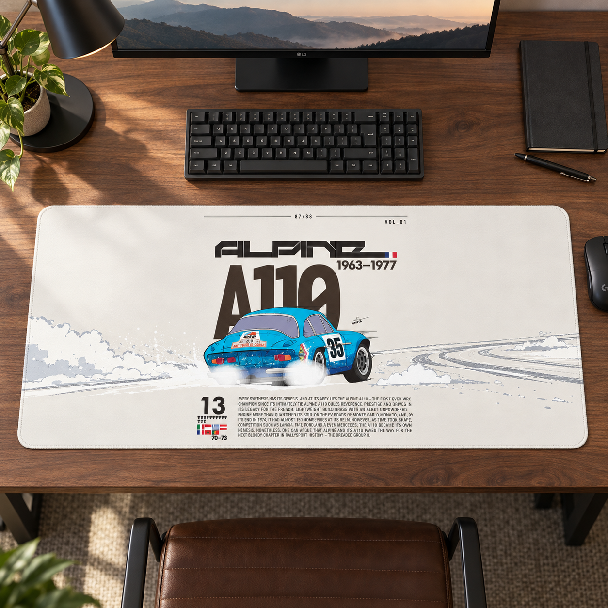Alpine A110 Klasik Ralli Çizimi Mouse Pad - Y1457