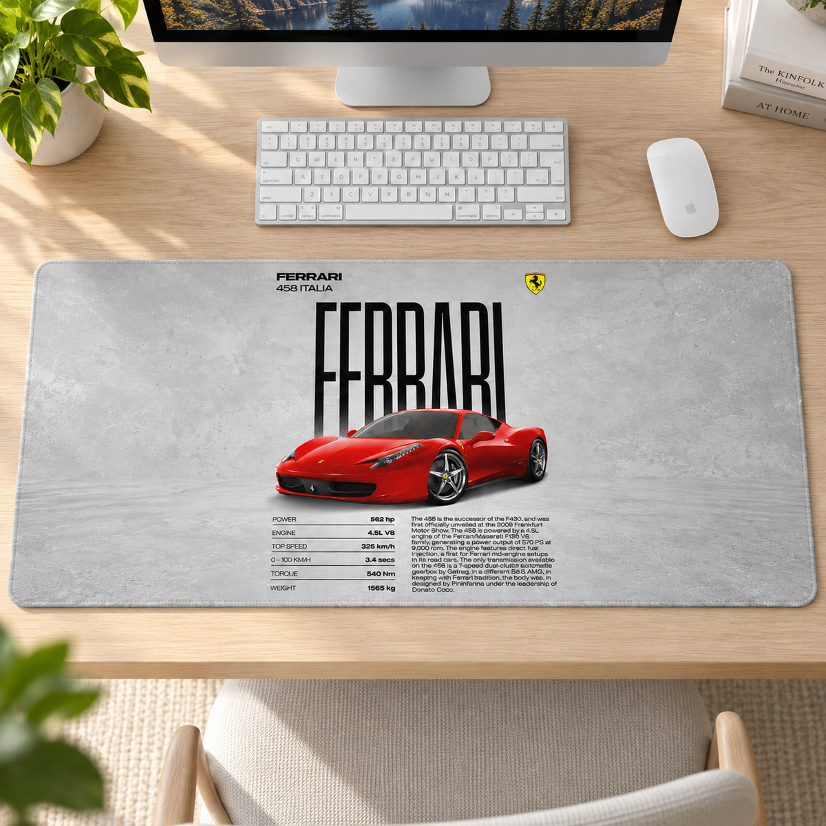 Ferrari Kırmızı Beyaz Teknik Afiş Mouse Pad - Y1460
