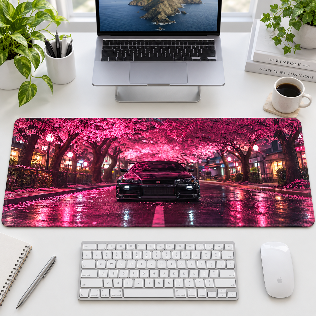Pembe Sakura Tünelinde Spor Otomobil Mouse Pad - Y1463