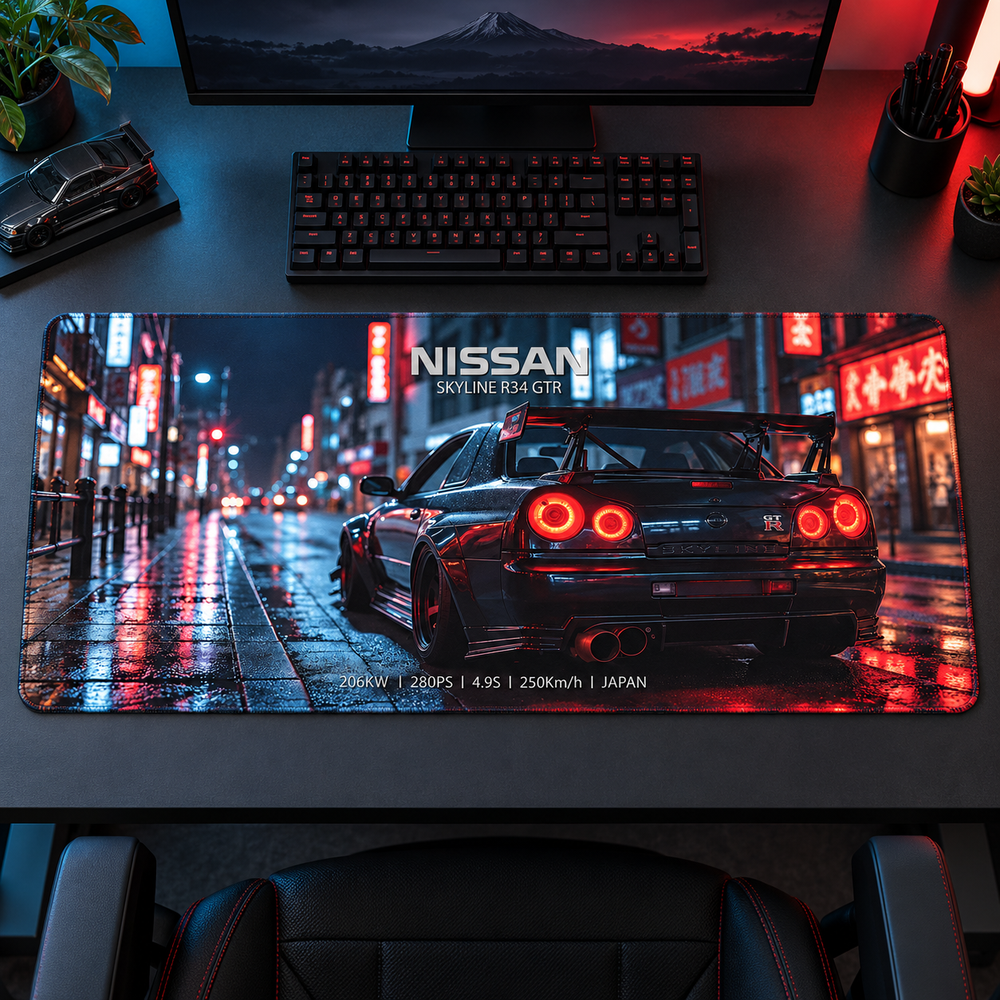 Nissan Skyline Neon Japon Sokağı Mouse Pad - Y1466