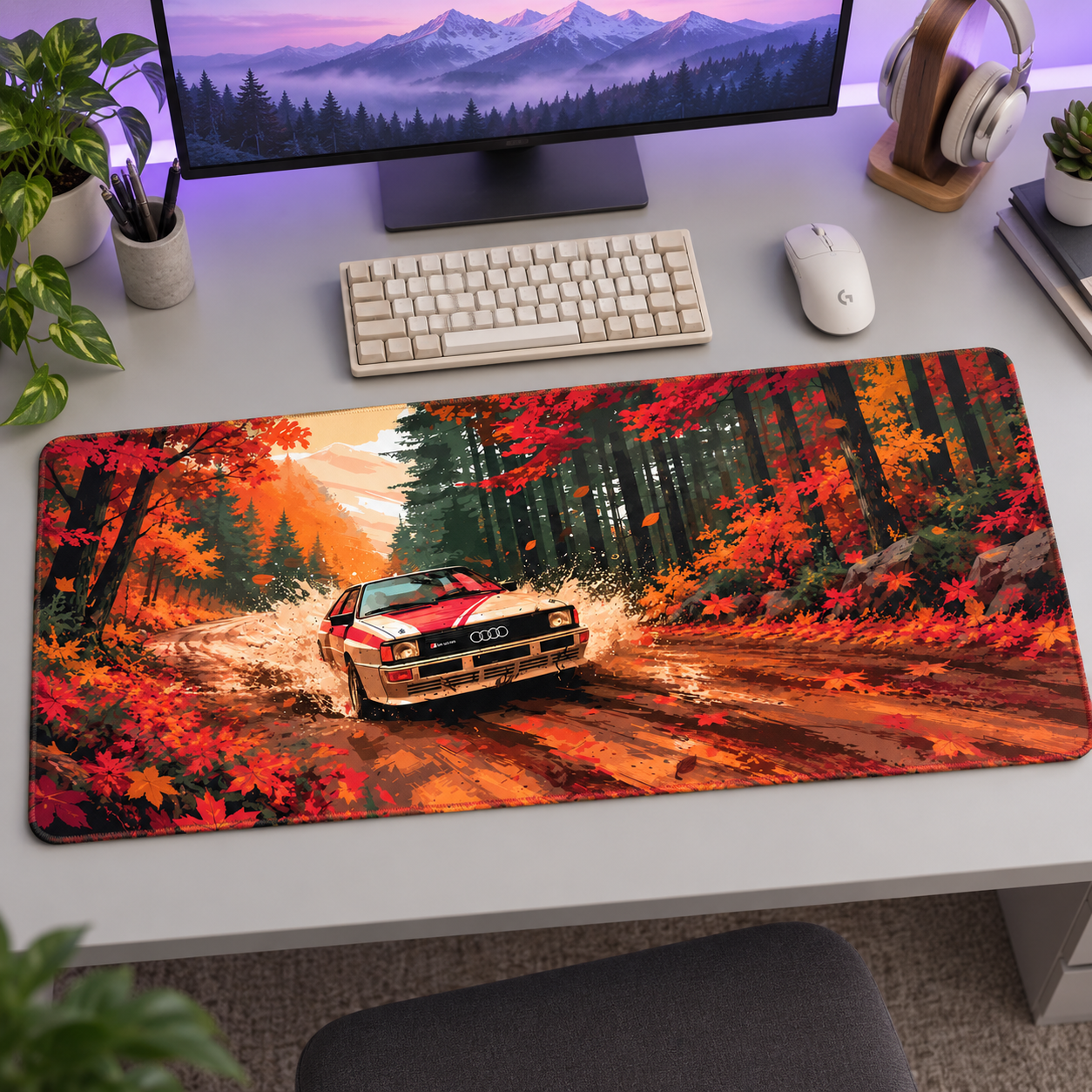 Sonbahar Rallisi Renkli Çizim Mouse Pad - Y1469