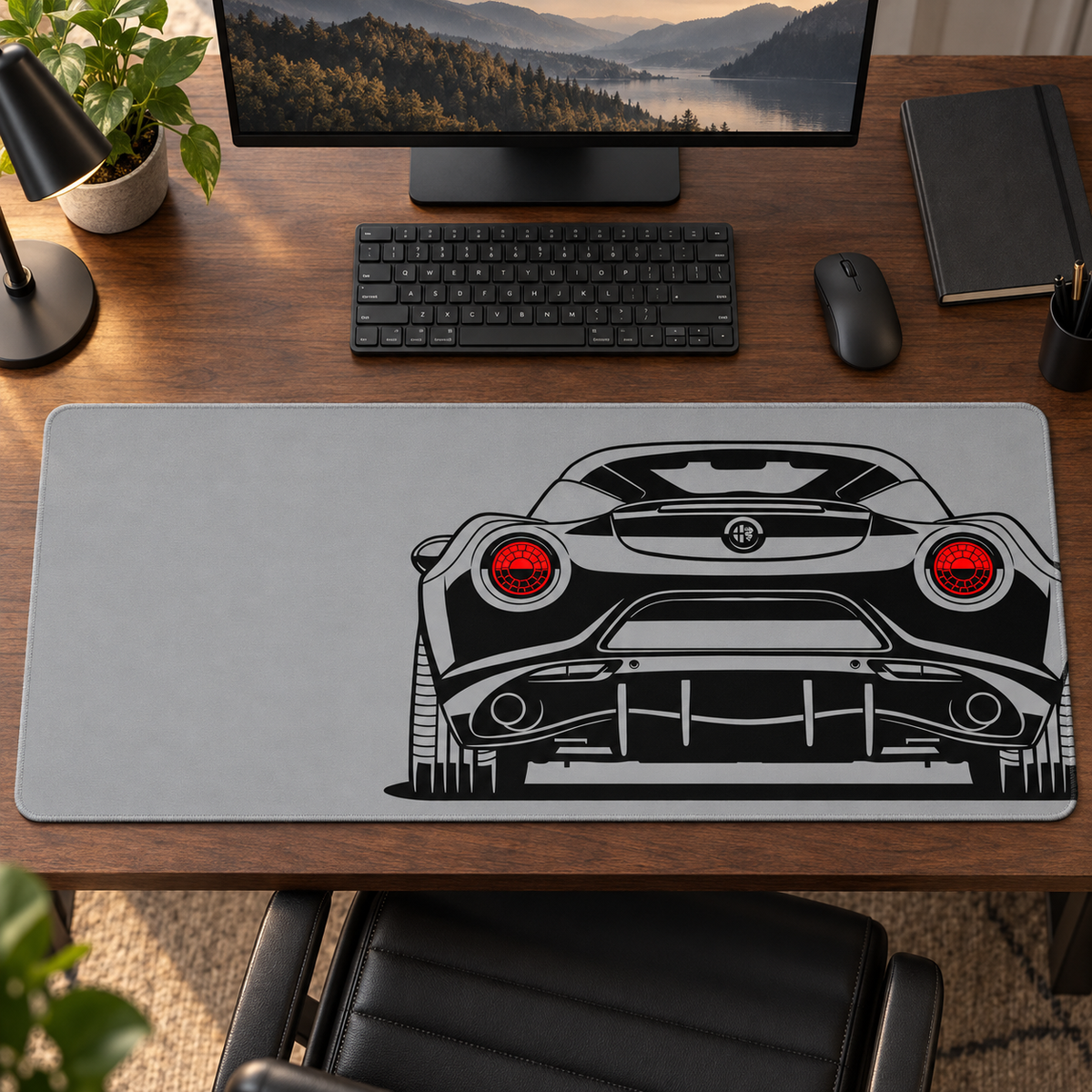 Spor Coupe Siyah Beyaz Arka Çizim Mouse Pad - Y1472