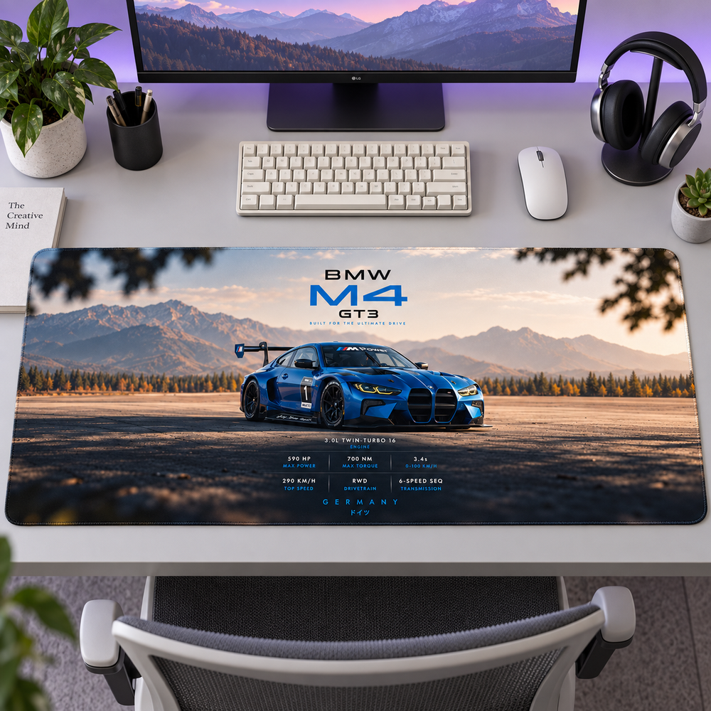BMW M4 Mavi Kır Manzarası Mouse Pad - Y1484