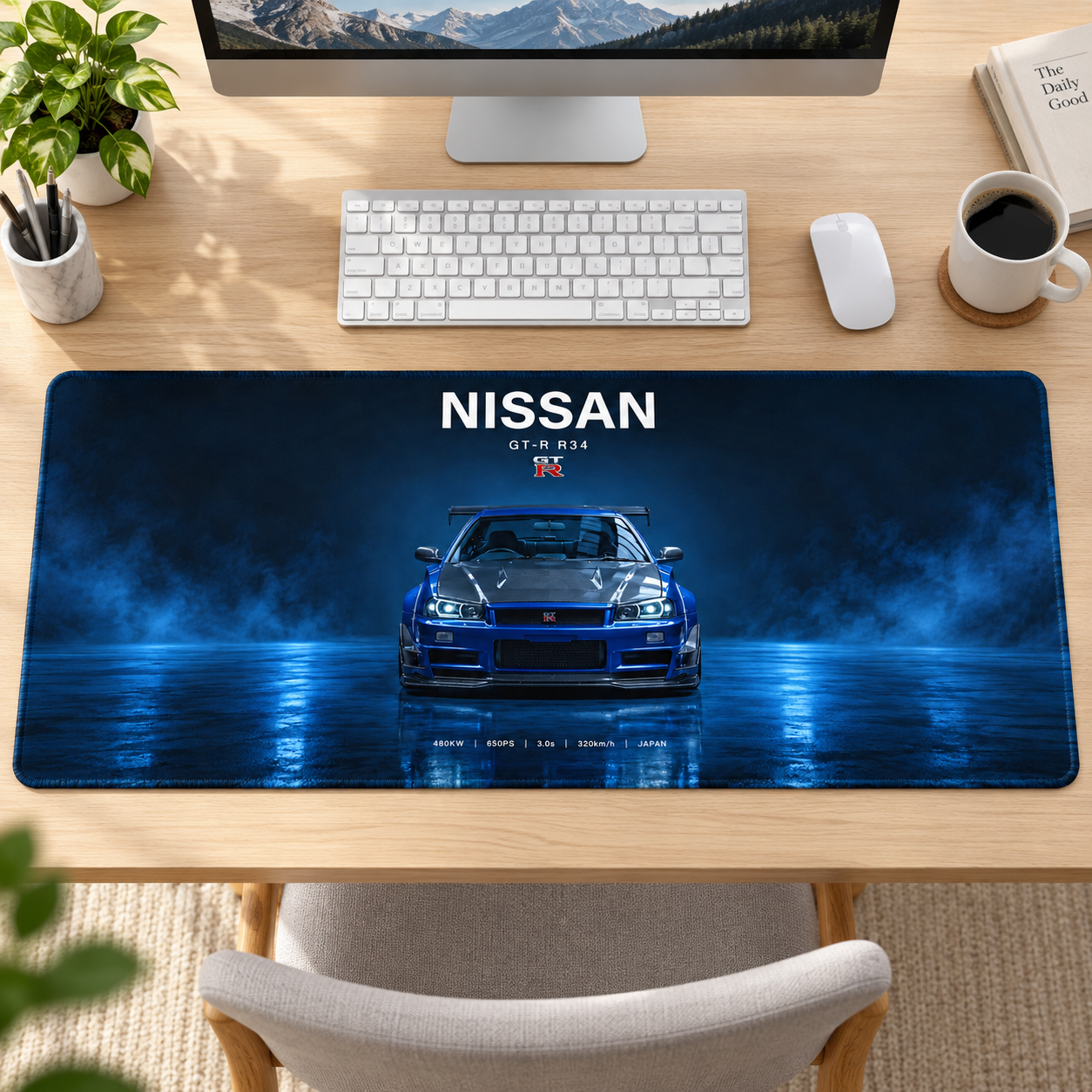 Nissan GT-R Mavi Sisli Stüdyo Mouse Pad - Y1485