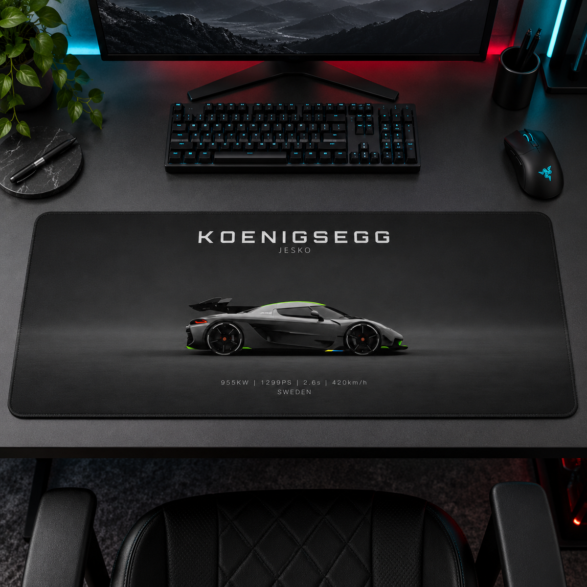 Koenigsegg Siyah Yan Profil Mouse Pad - Y1491