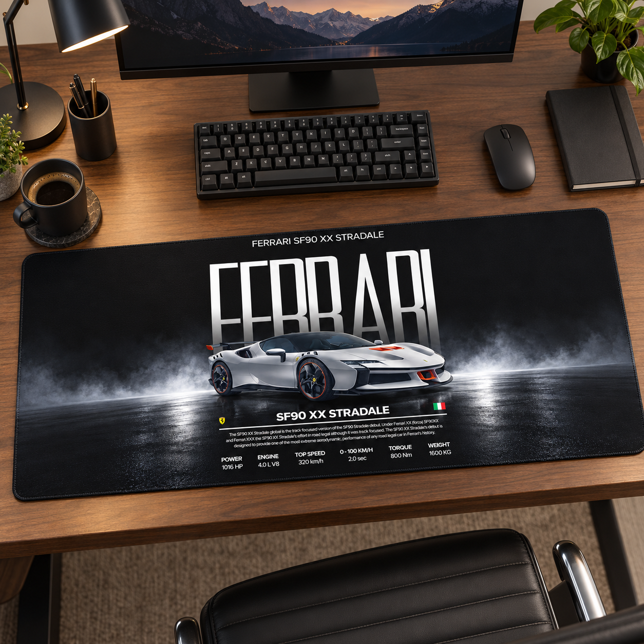 Ferrari SF90 XX Stradale Siyah Afiş Mouse Pad - Y1492
