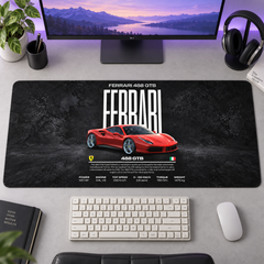 Ferrari 488 GTB Kırmızı Teknik Afiş Mouse Pad - Y1494