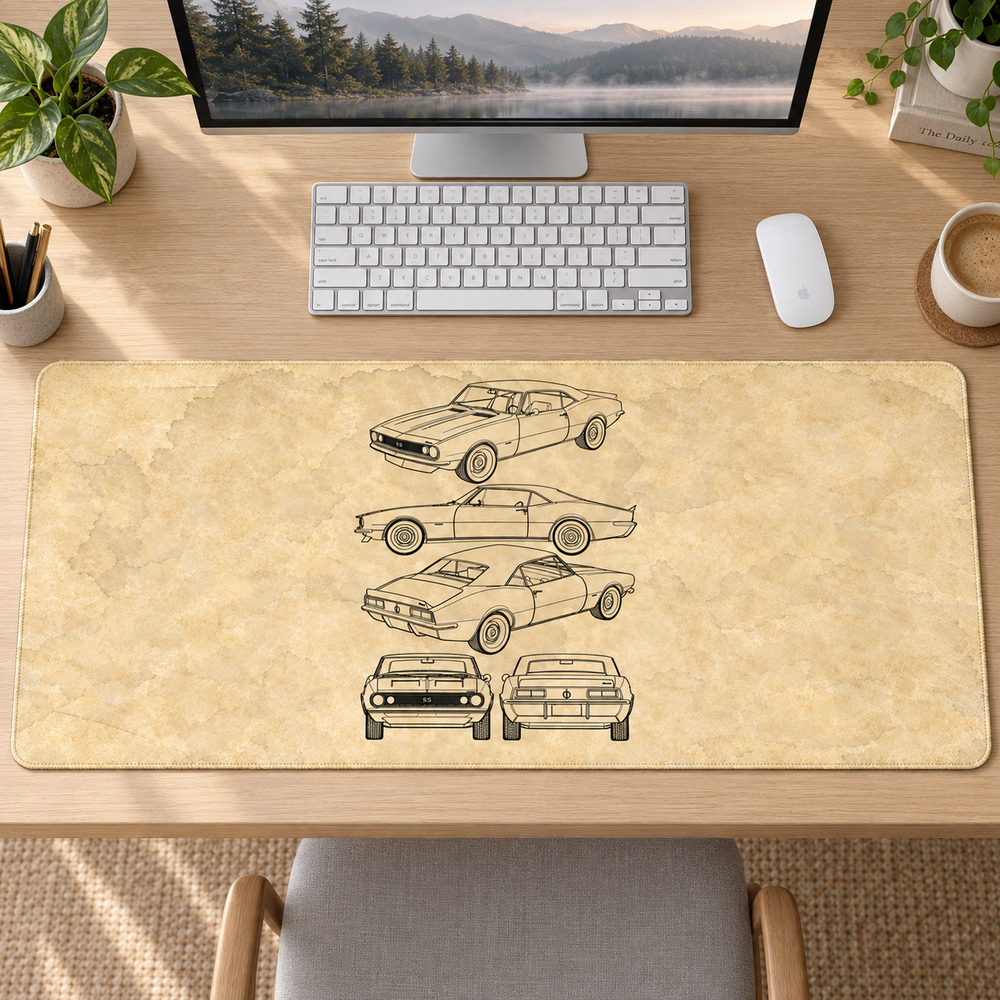 Klasik Otomobil Eskitme Teknik Çizim Mouse Pad - Y1495