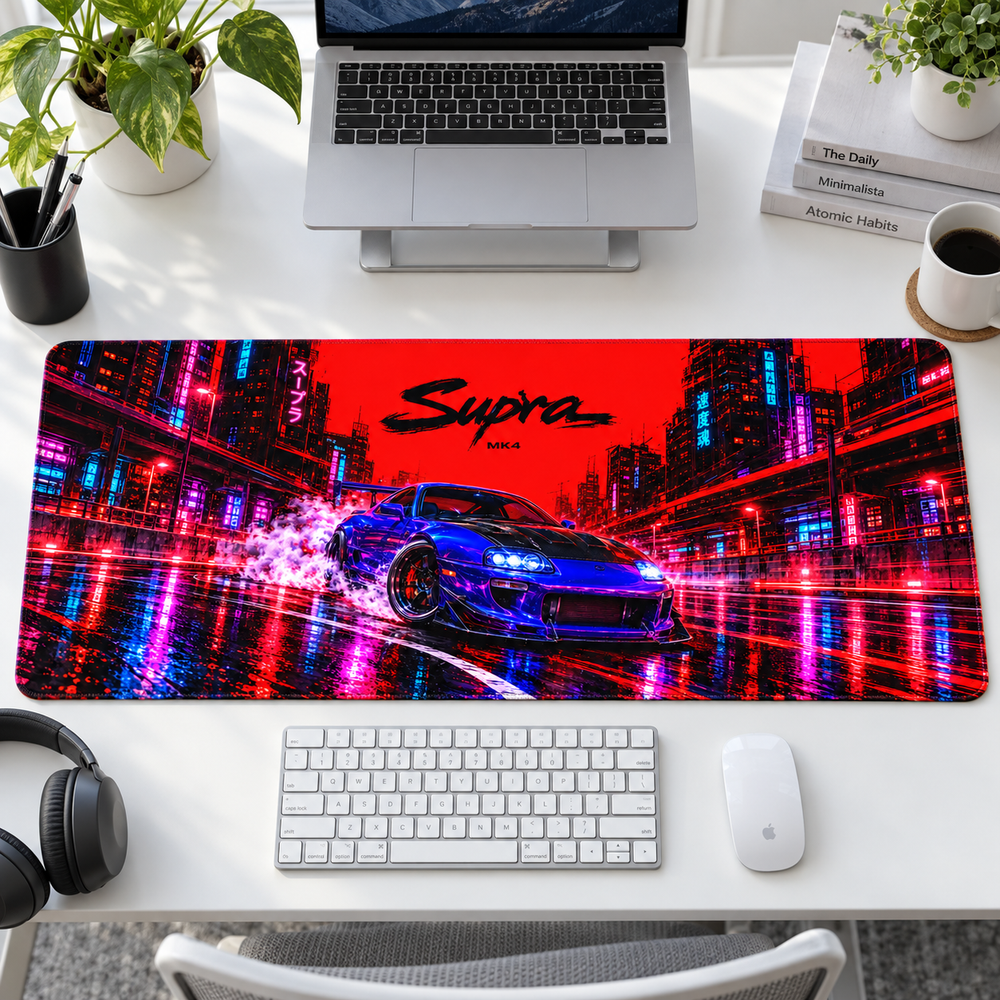 Toyota Supra Kızıl Neon Şehir Mouse Pad - Y1498