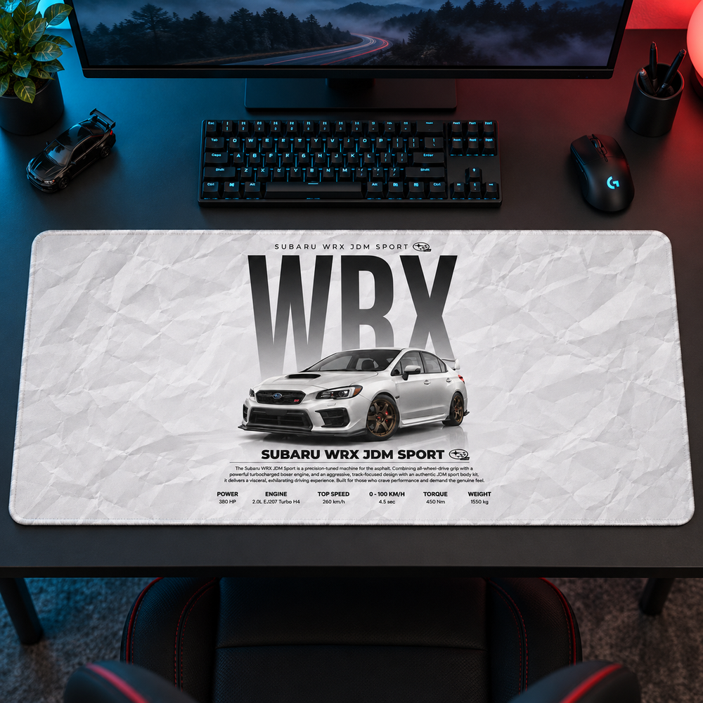 Subaru WRX Beyaz Doku Afişi Mouse Pad - Y1506