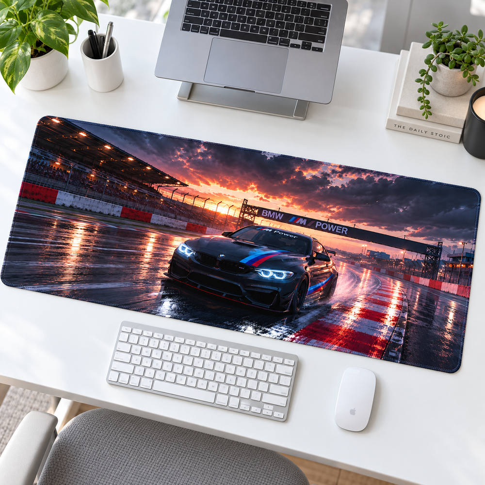 Siyah Spor Otomobil Yağmurlu Pist Mouse Pad - Y1513