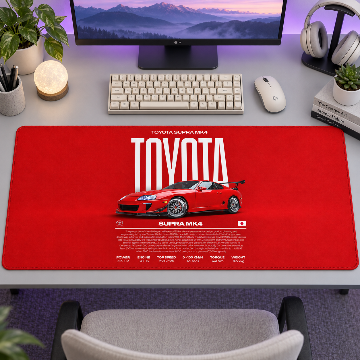 Toyota Supra MK4 Kırmızı Afiş Mouse Pad - Y1514