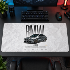 BMW M3 G80 Beyaz Teknik Afiş Mouse Pad - Y1526