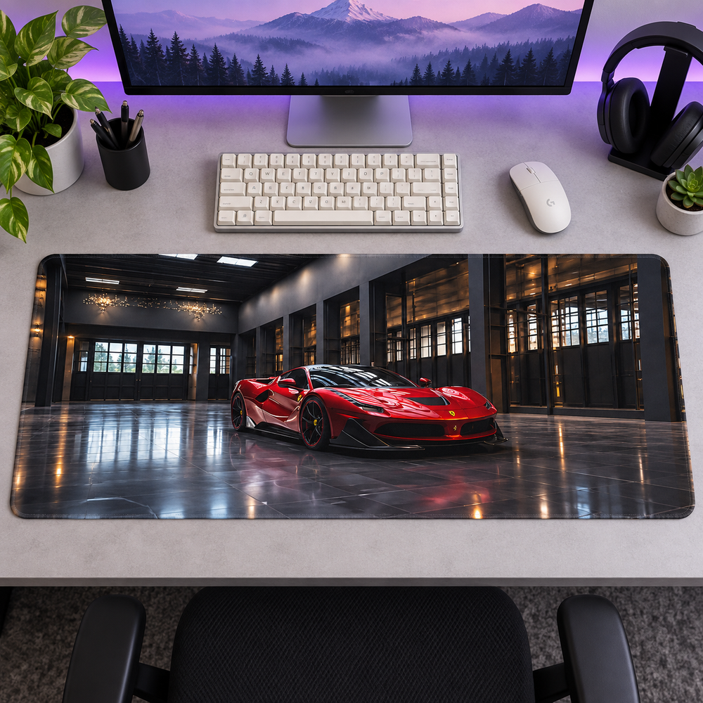 Kırmızı Süper Otomobil Garaj Işıkları Mouse Pad - Y1539