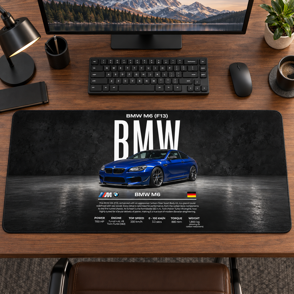 BMW M5 Mavi Siyah Teknik Afiş Mouse Pad - Y1542