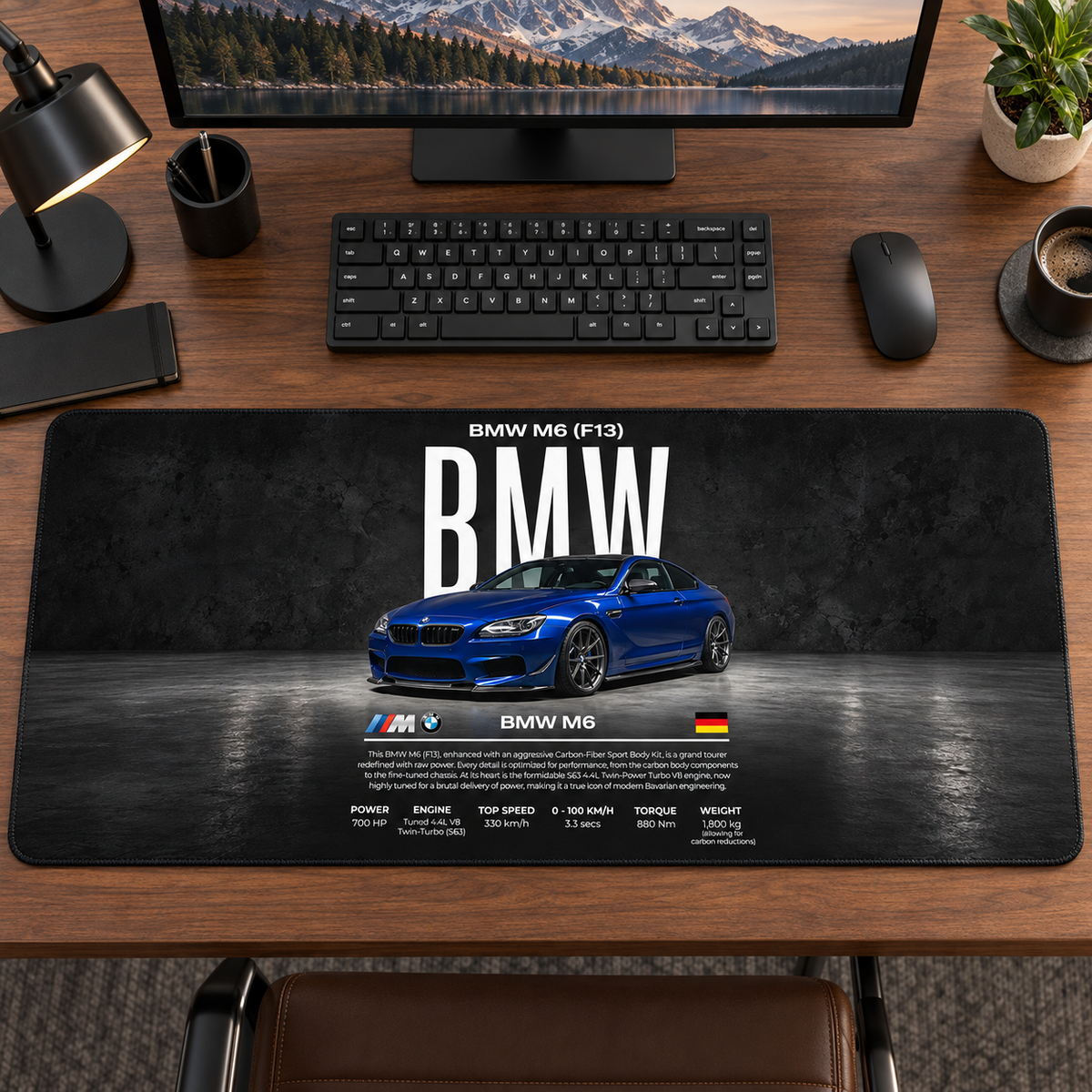 BMW M5 Mavi Siyah Teknik Afiş Mouse Pad - Y1542