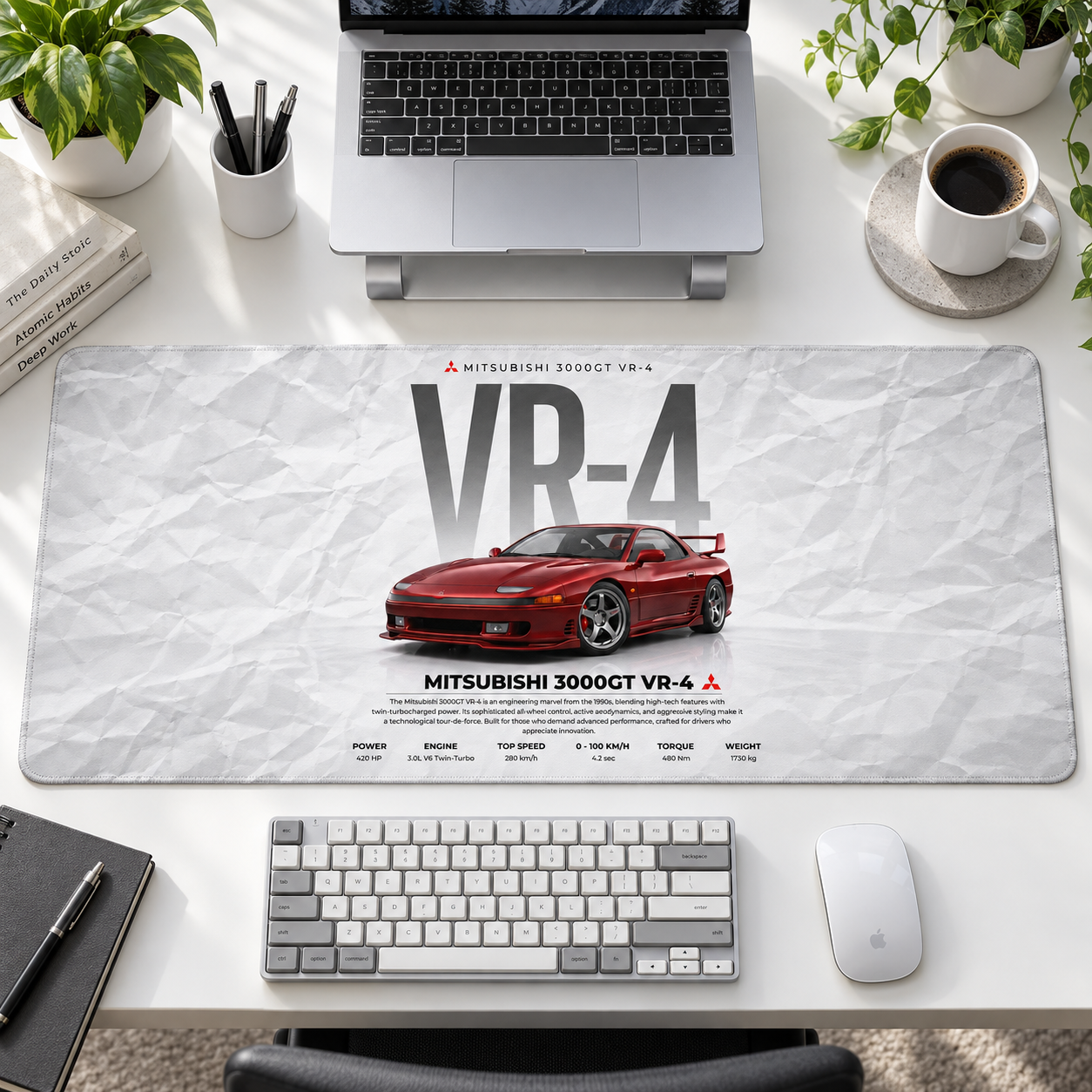 Mitsubishi 3000GT VR-4 Beyaz Afiş Mouse Pad - Y1543