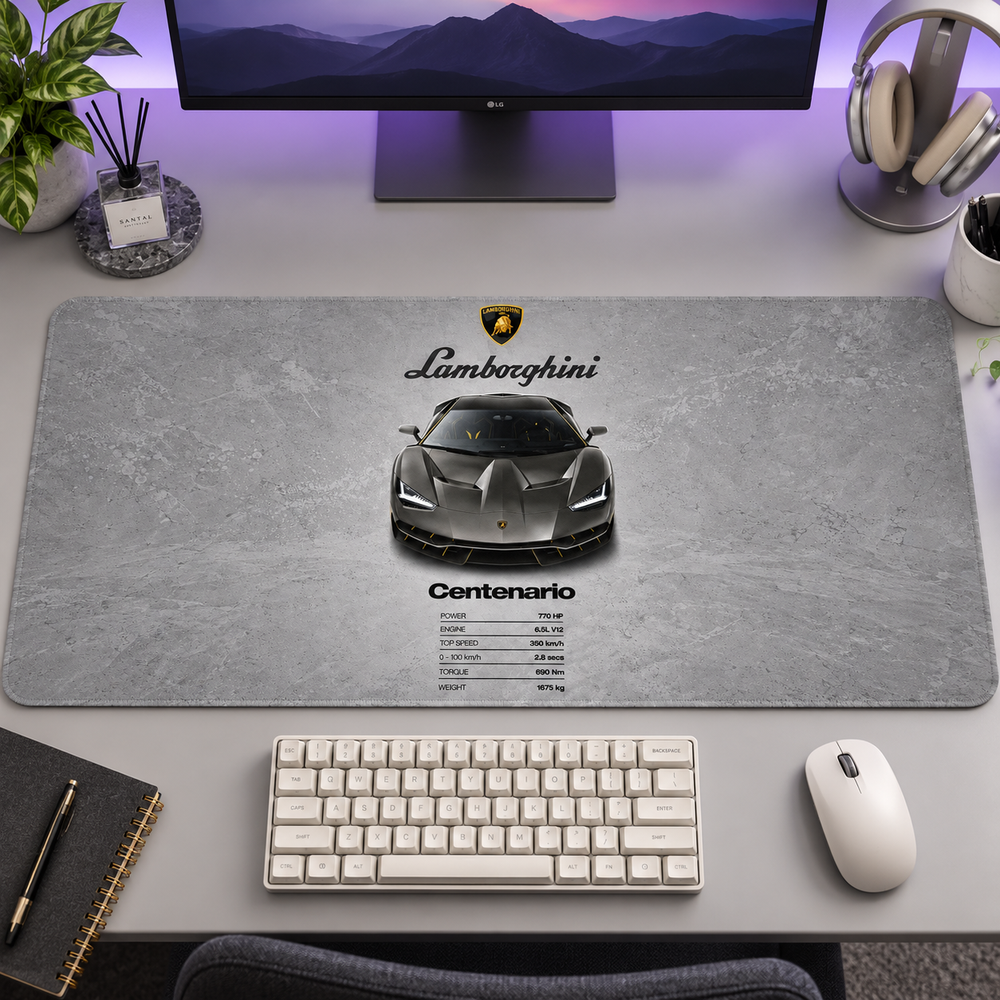 Lamborghini Centenario Gri Teknik Afiş Mouse Pad - Y1549