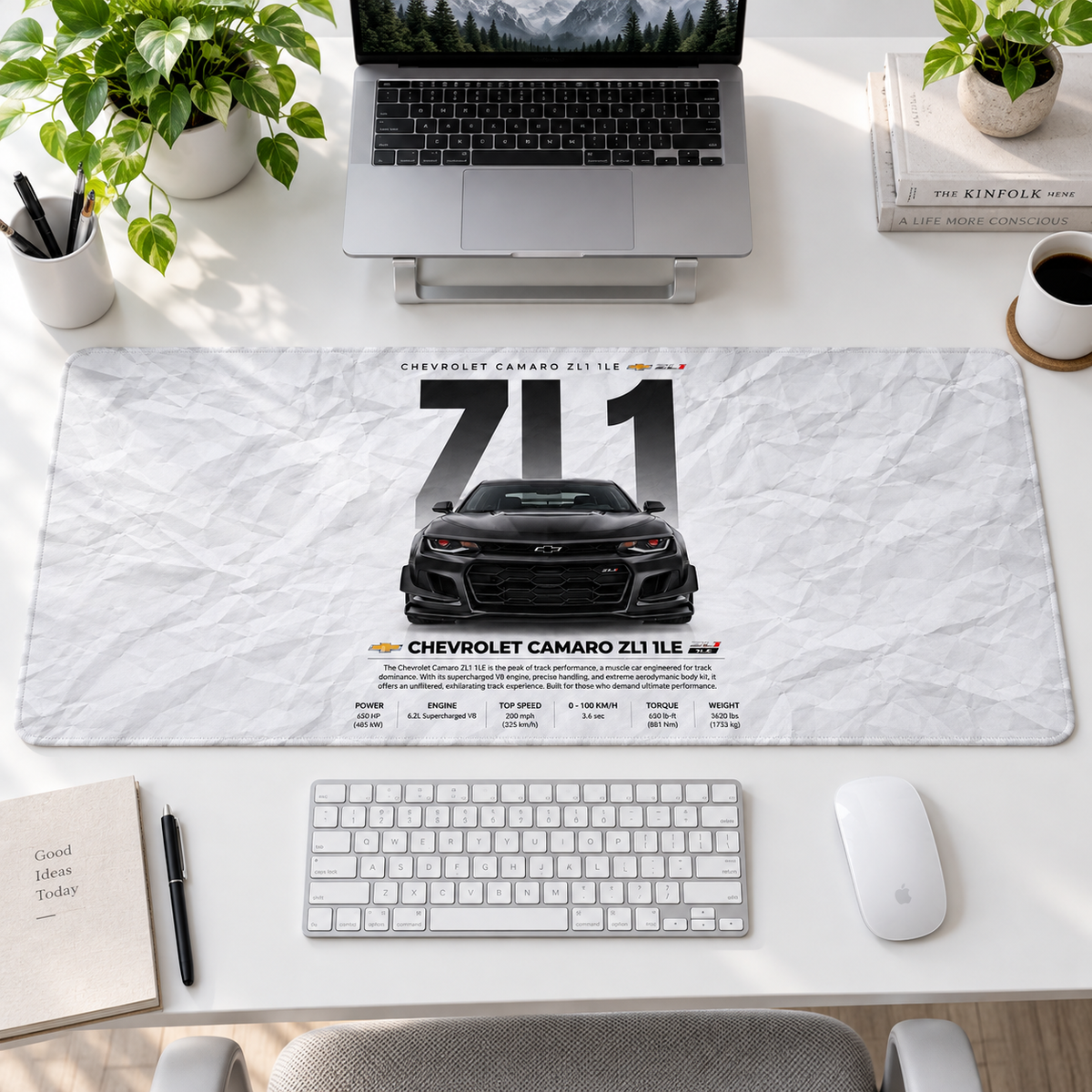 Chevrolet Camaro ZL1 Beyaz Afiş Mouse Pad - Y1553