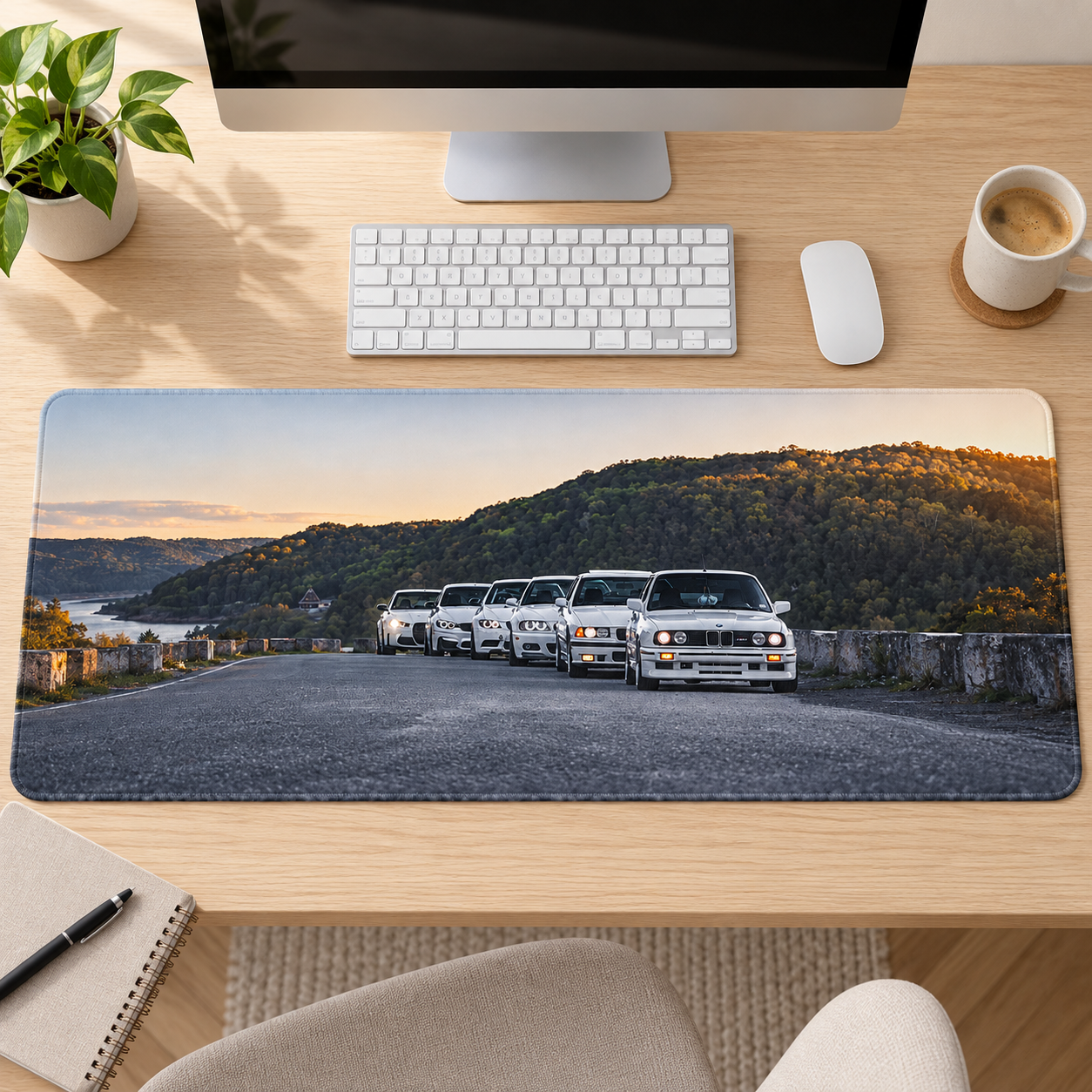Klasik Beyaz Otomobiller Buluşması Mouse Pad - Y1560