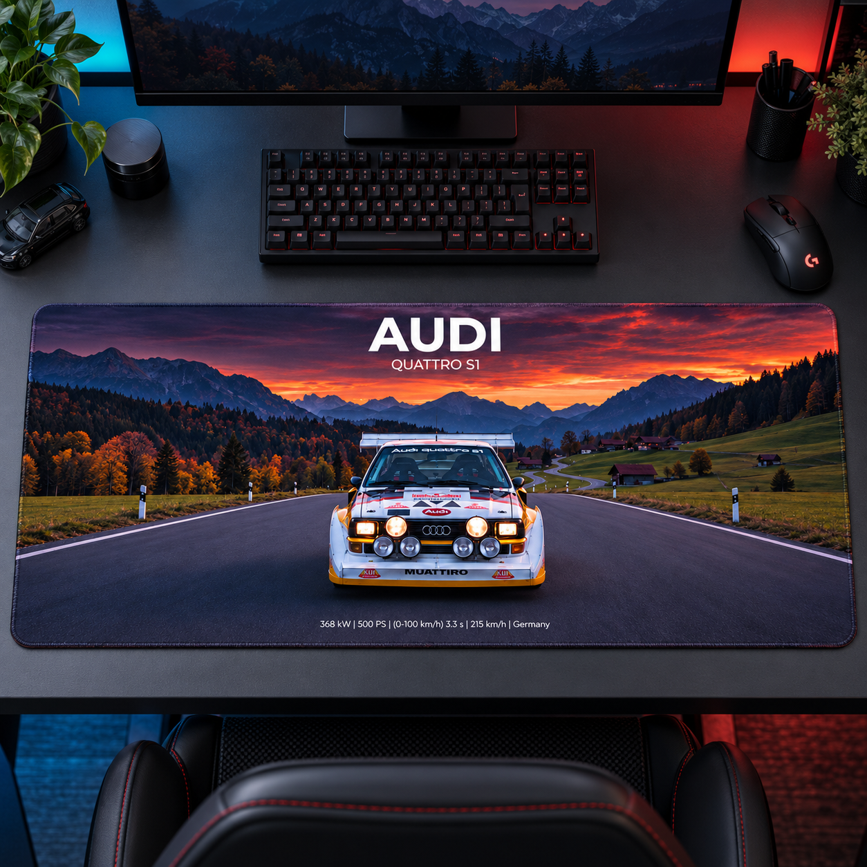 Audi Quattro Gün Batımı Rallisi Mouse Pad - Y1561