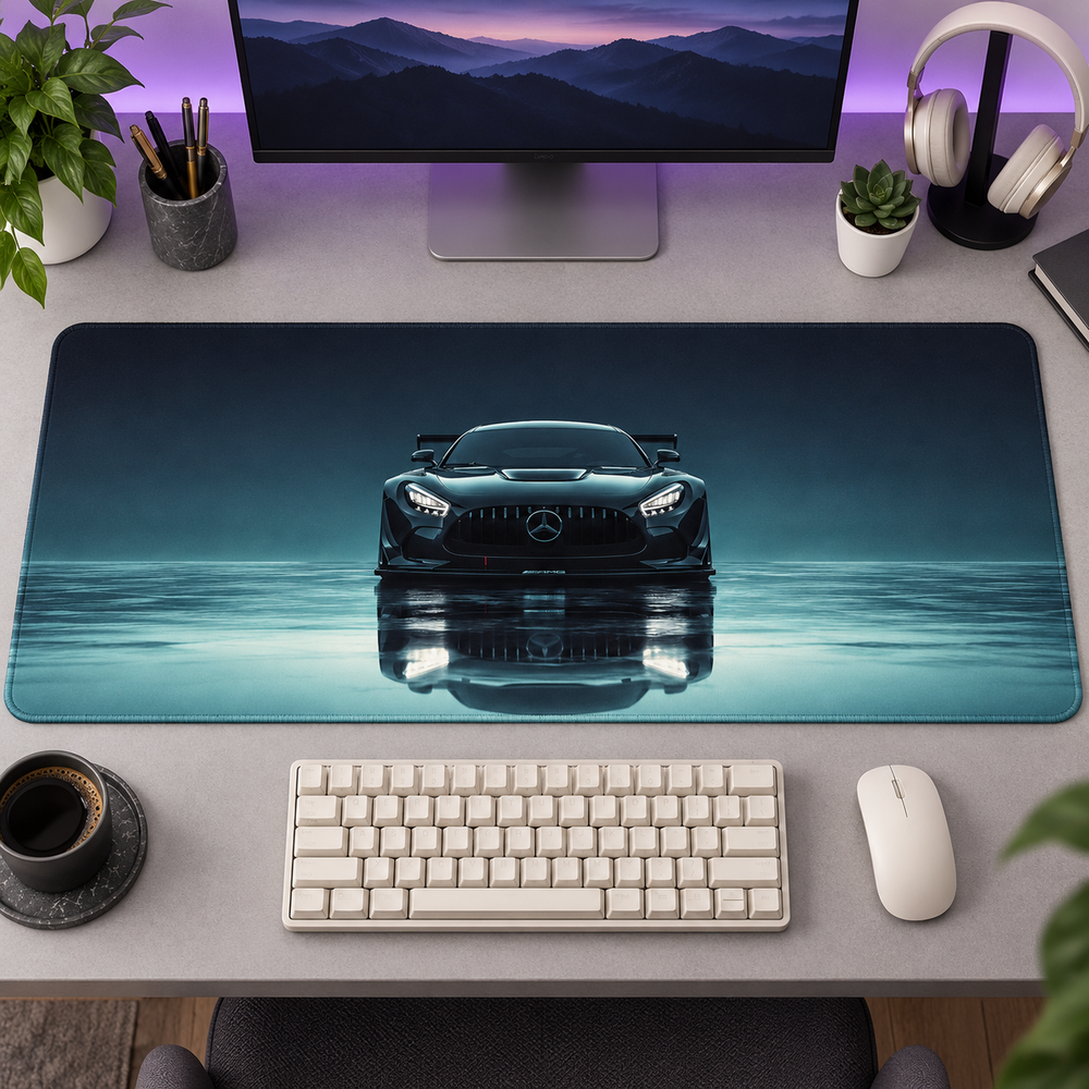 Siyah Spor Otomobil Turkuaz Sis Mouse Pad - Y1574