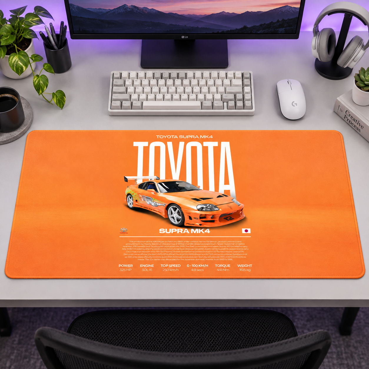 Toyota Supra Turuncu Teknik Afiş Mouse Pad - Y1579