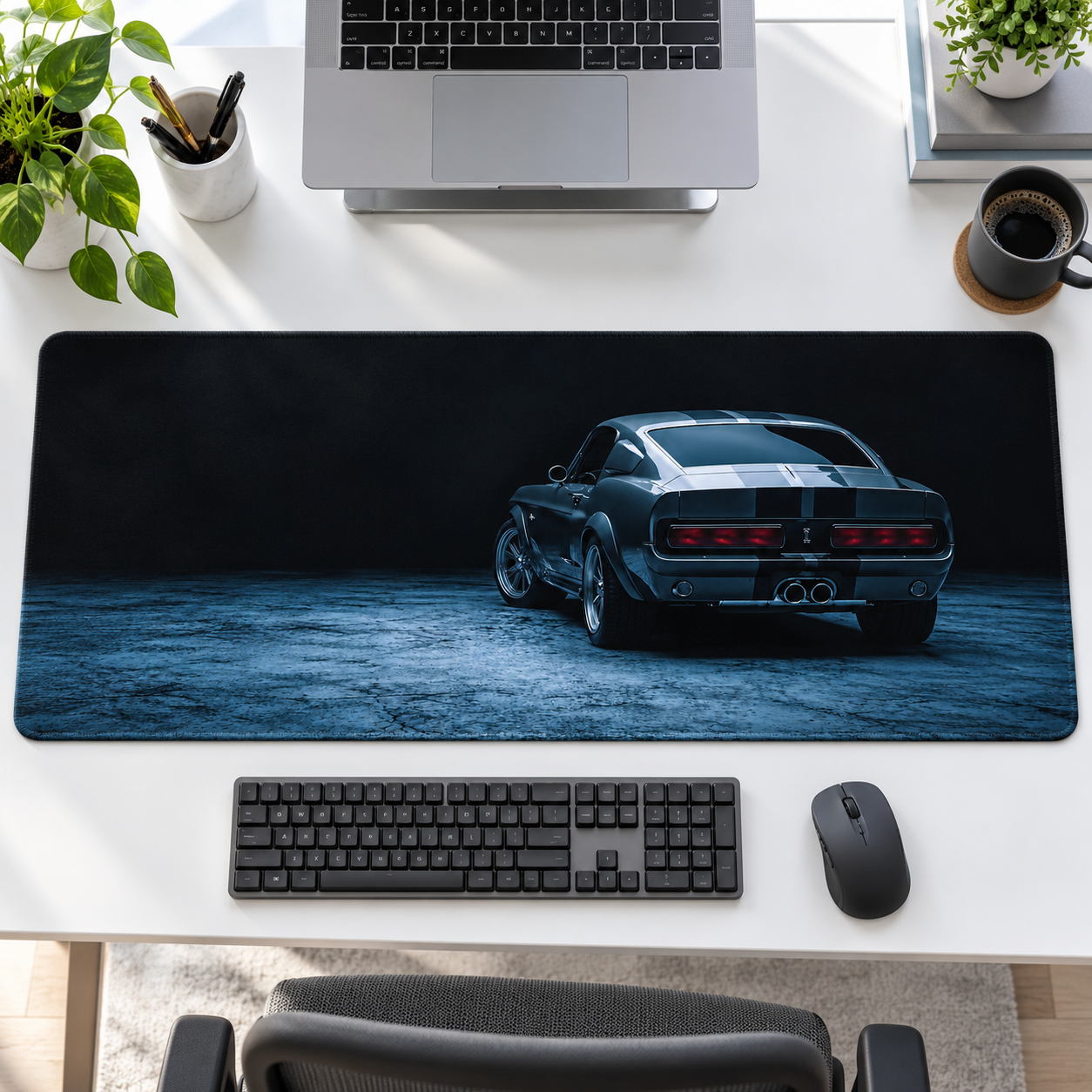 Siyah Klasik Coupe Mavi Siluet Mouse Pad - Y1583
