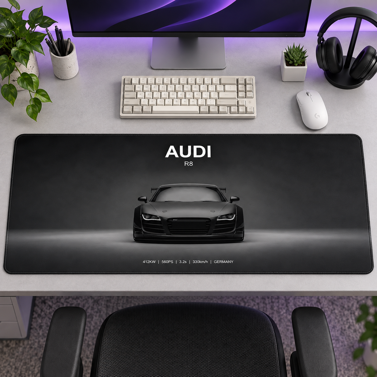 Audi R8 Karanlık Ön Görünüm Mouse Pad - Y1589