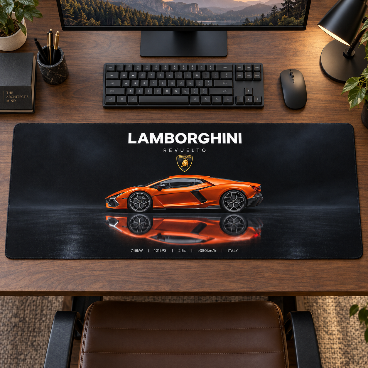 Lamborghini Turuncu Stüdyo Yansıması Mouse Pad - Y1592