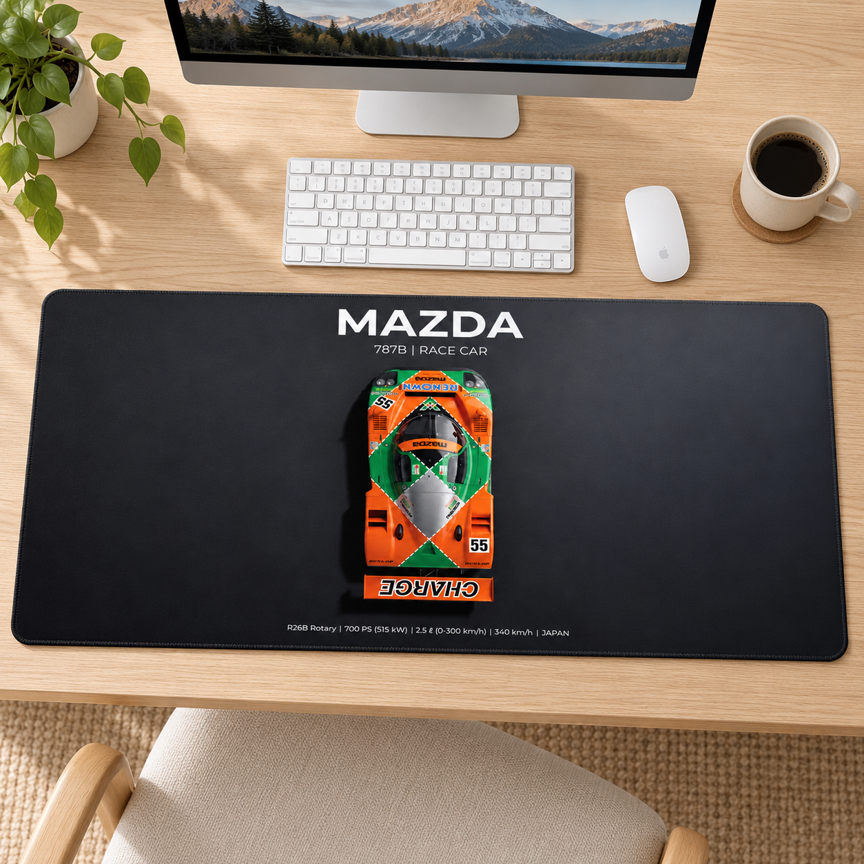Mazda Turuncu Yeşil Yarış Tasarımı Mouse Pad - Y1595